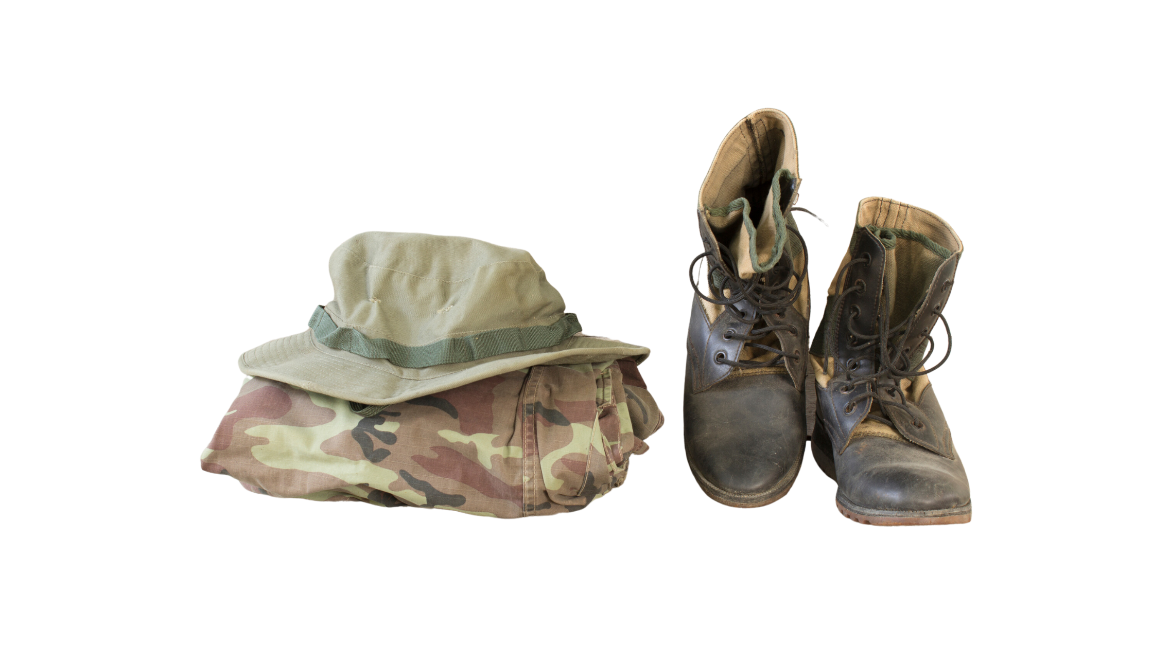 Military boots and uniform depicting boots to business transition